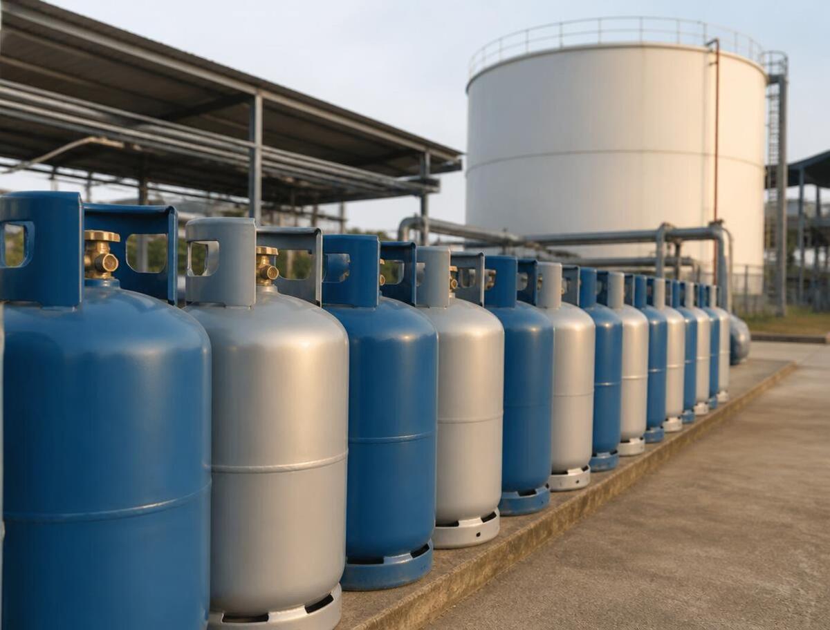 Filled LPG cylinders ready for delivery from the FAMGAS plant in Iseyin